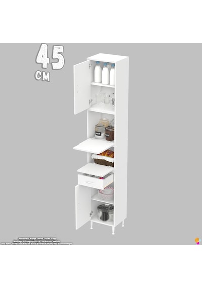 Modilayn Ece Kapaklı Çekmeceli Çok Amaçlı Kiler Dolabı - Mutfak Ve Kahve Köşesi 45 Cm Beyaz Modilayn Ece Kapaklı Çekmeceli Çok Amaçlı Kiler Dolabı - Mutfak Ve Kahve Köşesi 45 Cm Beyaz