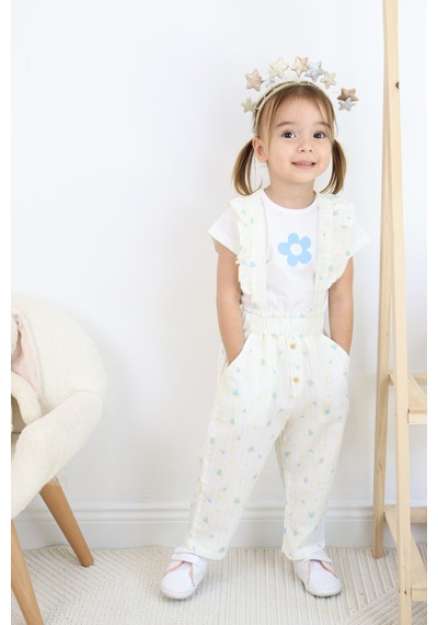 Harika Kids Kız Bebe&çocuk Keten Kumaş Sapolet Takım 001