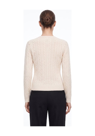 Fabrika Ekru Kadın Bisiklet Slim Fit Saç Örgü Hırka F5wl-hrk0256