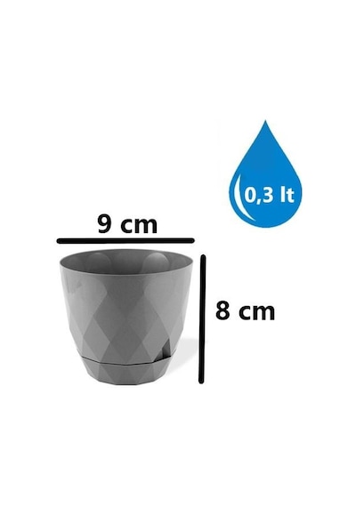 Omnipazar Krs-450 Yakamoz Tabaklı Plastik Saksı Takımı 0.3 Litre No 0 Gri