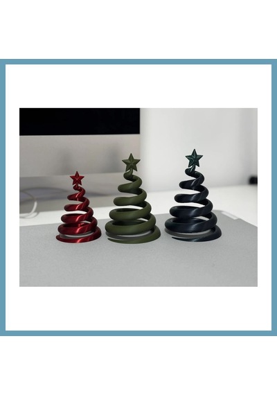 Bezos 3d Baskı 3lü Spiral Yılbaşı Ağacı Seti Yıldız Tepelikli Masaüstü Süs Mbt06 Diğer
