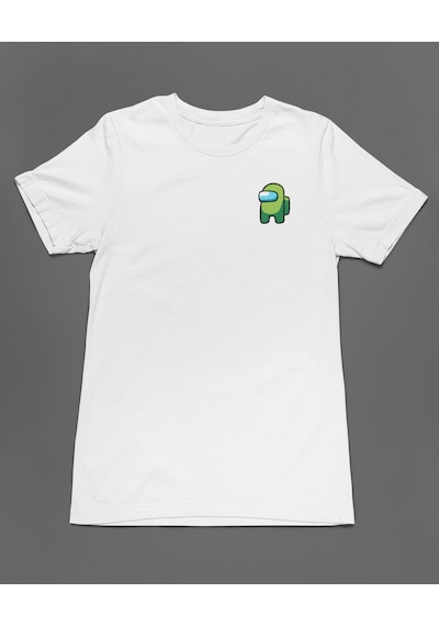 Bumeta Mini Imposter Yeşil Mürettebat Among Us Unisex Tişört T-shirt Beyaz