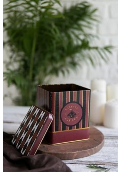Er024-9e Circus Black Desenli Kare Metal Saklama Kabı 12x12 Cm Circus Black Diğer