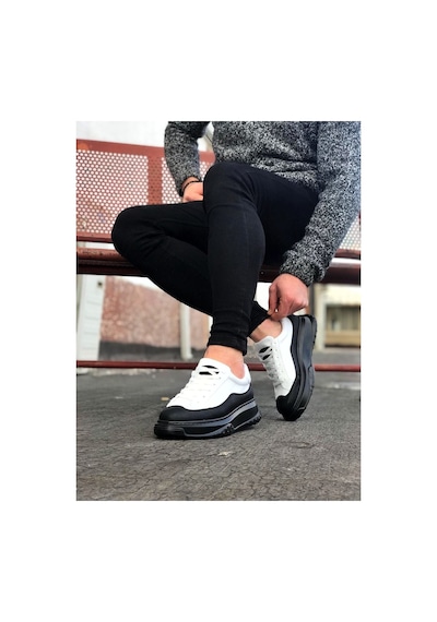 DMR Elegance Jy507 Alone Bağcıklı Cilt Erkek Günlük Sneaker Ayakkabı Cst Beyaz/siyah