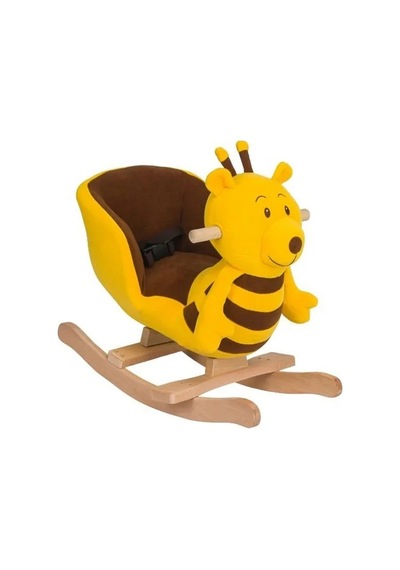 Vavbaby Sallanan At Ahşap Peluş Yumuşak - Arı Sarı