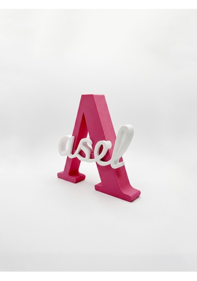 Kişiye Özel 3d Harf Ve İsimli Dekoratif Hediyelik Masa Süsü - 10 Cm - Pembe