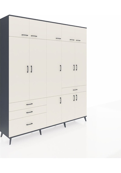 Hyperion Dolap 8 Raflı 4 Çekmeceli 3 Askılı 220x44x243 Antrasit-aytaşı/aytaşı Çok Renkli Hyperion Dolap 8 Raflı 4 Çekmeceli 3 Askılı 220x44x243 Antrasit-aytaşı/aytaşı Çok Renkli