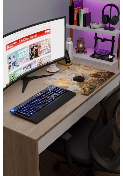 Ortaçağ Sanat Kaymaz Dikişli Kauçuk Oyuncu Mousepad V2 - 48x40 Xl Gaming Mouse Pad Fare Altlığı