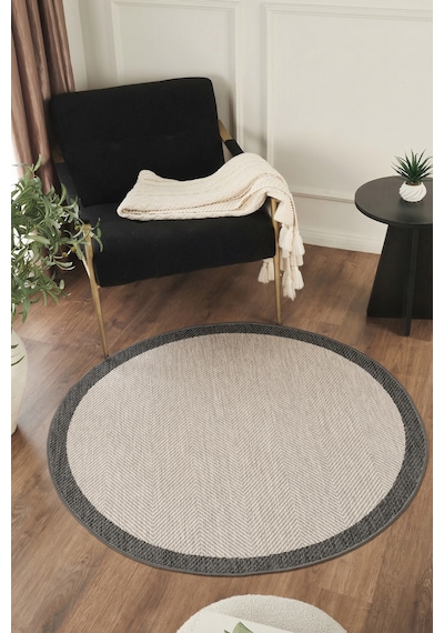 Sisalux 3088 Gri Antrasit Yuvarlak Sisal Dokuma Jüt Kilim Hav Toz Vermez Mutfak Oturma Odası Halısı Gri - Antrasit