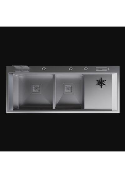 Inox 120x50 Çift Göz Bardak Yıkamalı Paslanmaz Çelik Eviye Renkli