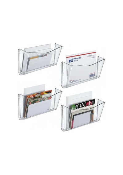 250025 Şeffaf Tek Cepli Duvara Monte Duvar Dosyası, 4 Paket
