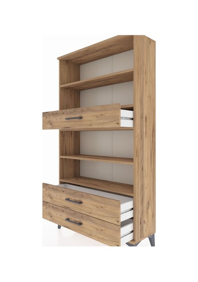 Arges Dolap 4 Raflı 3 Çekmeceli 88x30x163 Çam-çam Çam