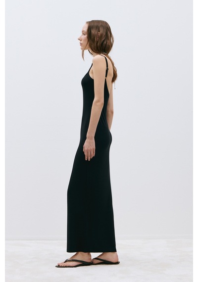 Suud Collection Siyah Rae Askılı Basic Elbise