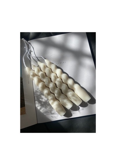 Dekoratif Soy Mum Şamdanlık Burgu Mum Kırık Beyaz Renk20x2,3 Cm 2 2'li Modern Dekoratif Soy Mum Tum Renkler