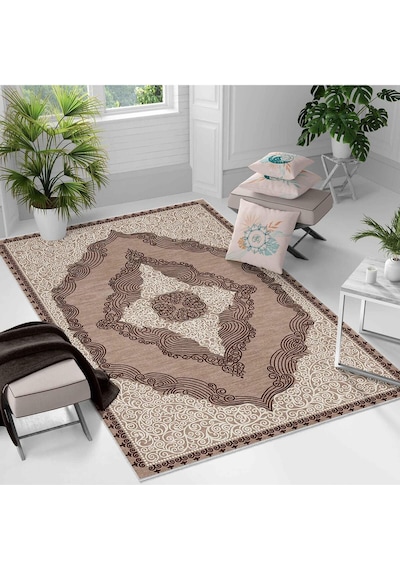 Kaymaz Taban Yıkanabilir Halı Mutfak, Salon, Yatak Odası İçin Modern Dijital Baskı Halı Slnhalı24 - 0080 Çok Renkli