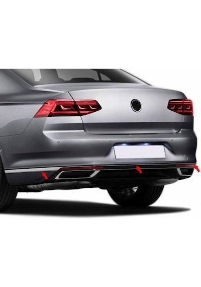 Vw Passat B8.5 Krom Arka Tampon Çıtası 3 Prç. 2019 ve Üzeri