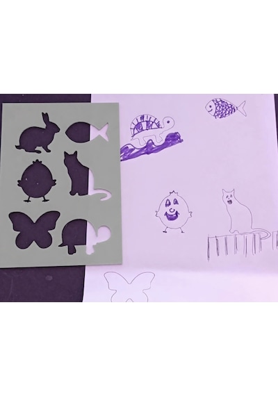 3d Baskı Hayvan Figürleri Çizim Şablonu - Çoklu Desen Kalıbı - Gri