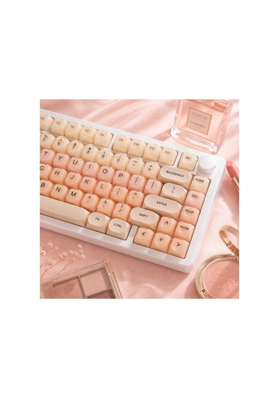 Leaven 128 Tuş Pbt Keycap Seti - Retro Yuvarlak Moa Profil Cherry Mx Uyumlu Klavye Tuşları - Bej