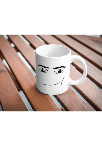 Roblox Man Face Yüz Temalı Kupa Roblox Çift/sevgili/arkadaş Kupaları 2'li Kupa Bardak Beyaz