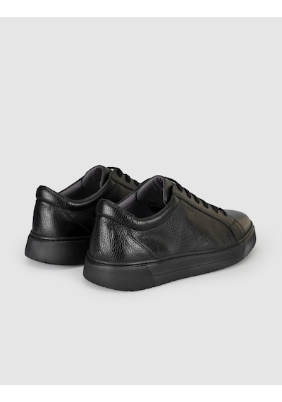 Cabani Erkek Siyah Hakiki Deri Günlük Sneaker Ayakkabı