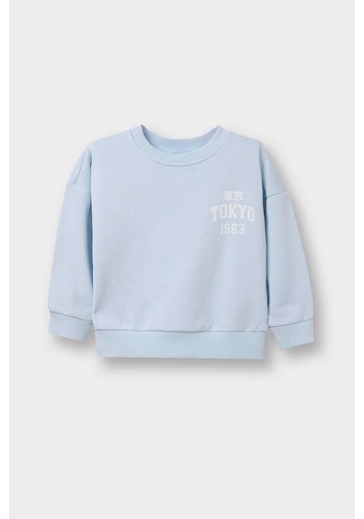 Defacto Erkek Bebek Oversize Baskılı Sweatshirt D7905a526spbe177 Mavi-be177