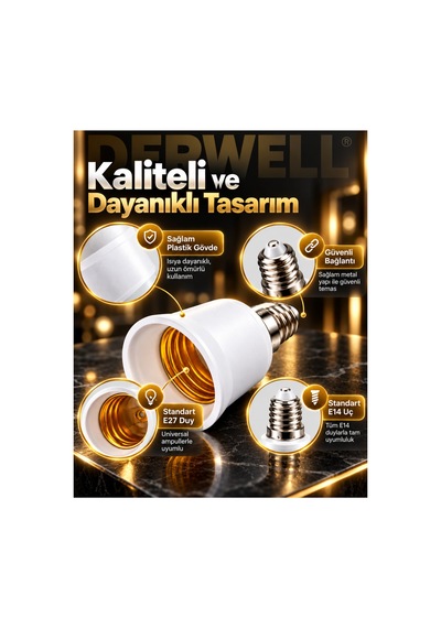 Tekli Paket E14ten E27ye Ampul Duy Çevirici Dönüştürücü Soket İnce Diş Erkek Giriş Kalın Diş Dişi Çıkış Tasarruflu Led Akıllı Ampul Pratik Avize Aparatı Sağlam Gövde Uyumlu Aydınlatma Çözümleri