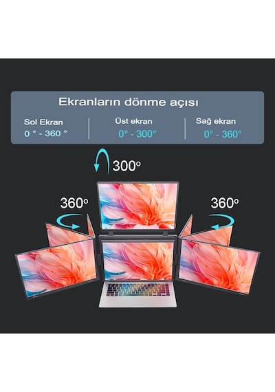 Ultrax 15.6" Üçlü Taşınabilir Monitör Çoklu Ekran Full Hd Ips Notebook Monitör