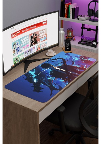 Solo Leveling Anime V1 - 90x40 Xxl Gaming Kauçuk Kaymaz Taban Mouse Pad Fare Altlığı