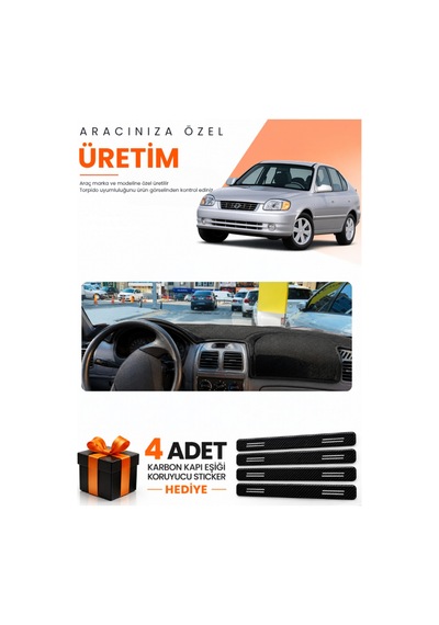 Hyundai Accent Admire-milenium 2000-2006 Uyumlu Torpido Koruma Örtüsü Oto Kılıfı - Siyah