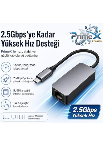 Type - C To Ethernet Çevirici 1 1000 1 Gigabit Tip C Ethernet Ağ Lan Ve Type C Çıkışlı Dizüstü Bilgisiyar Uyuml