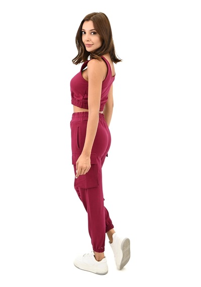 Koza Butik Kadın Askılı Crop Bluz Detaylı Eşofman Takımı 3715-23 001