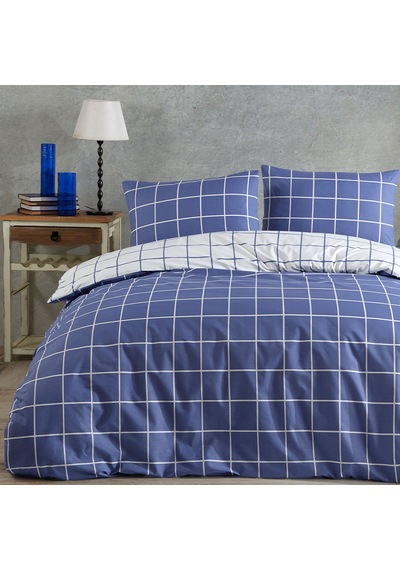 %100 Pamuklu Tek Kişilik Nevresim Takımı 160x220 2 Yastık Kılıflı Lastikli Çarşaflı 120x200+30 Mavi