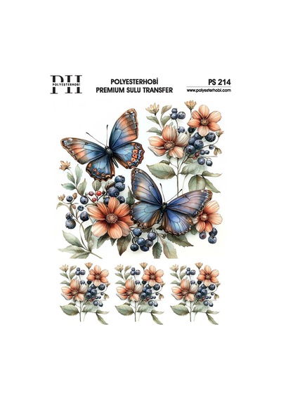 Polyesterhobi Premium Sulu Transfer 25x35 Cm Kelebek Desenli Ps 214