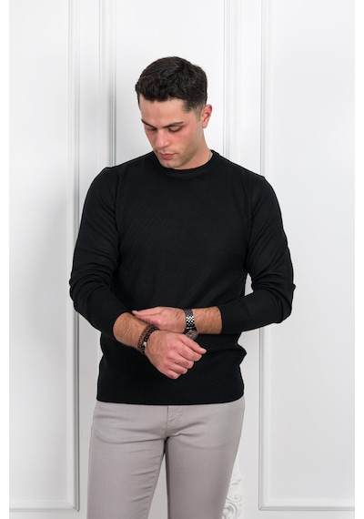 Woolen World Sıfır Yaka Regular Fit Desenli Erkek Kazak 001