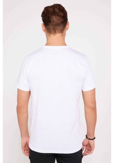 Tudors Unisex Slim Fit Dar Kesim %100 Pamuk Yumuşak Dokulu Beyaz Bisiklet Yaka Tişört-31078 Beyaz