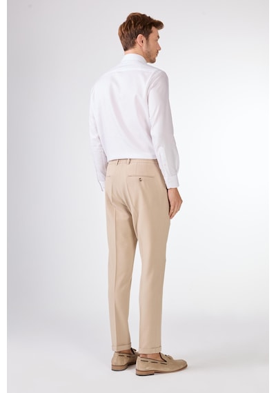 Dufy Bej Gofre Desen Pileli Jogger Slim Fit Erkek Pantolon Bej