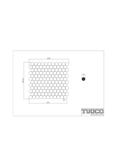 Tuqco Doğaltaş 1" Hexagon Muğla B. - Gümüş Honlu Mermer Mozai