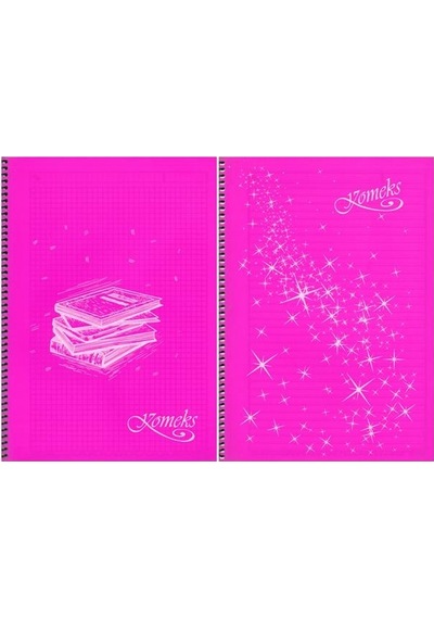 Komeks Spiralli Defter Plastik Kapak 72 Yp A4 Kareli Pembe