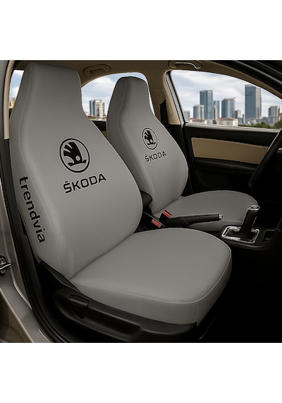 Skoda Uyumlu Ön Arka Koltuk Kılıfı Penye Servis Tipi Oto Koltuk Koruma Seti Gri