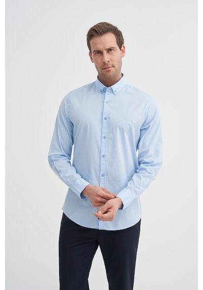 Cazador Slim Fit Dar Kesim Pamuklu Uzun Kol Gömlek Oxford