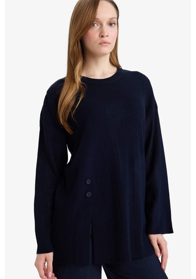 Defacto Loose Fit Bisiklet Yaka Triko Kazak Tunik G7241ax25cwnv207 Lacivert-nv207