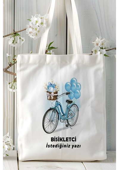Art Hediye Bisikletci Bisikletçi Bisiklet Baskılı Bez Omuz Çantası Kişiye Özel Model 5 Çok Renkli