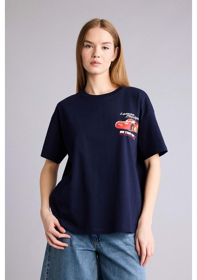 Defacto Baskılı Lacivert Kadın T-shirt H0552ax/nv251