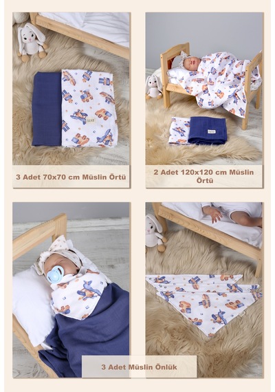Luckka 29 Parça Müslin Bebek Bakım Çantası - Müslin Set - Ztçanta