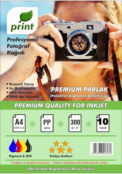 Hp 938e Yazıcılar Için A4 Premium Parlak Fotoğraf Kağıdı 300 Gr 10 Yaprak