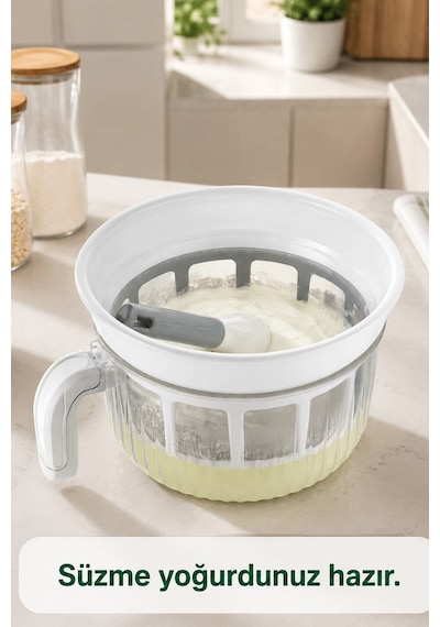 Rüya Chef 3 Litre Yoğurt Süzme Kabı Süzme Yoğurt, Peynir Ve Labne Yapma Kabı Kapaklı Vp-147 Diğer