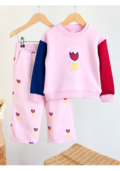Elzo Collection Kız Çocuk Dokuma Gabardin Pantolon Lale Baskılı Sweatshirt Şardonsuz 3iplik Kumaş Alt Üst Takım Çok Renkli Elzo Collection Kız Çocuk Dokuma Gabardin Pantolon Lale Baskılı Sweatshirt Şardonsuz 3iplik Kumaş Alt Üst Takım Çok Renkli