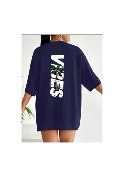 Medinenur Vibes Baskılı Unisex Tshirt Lacivert