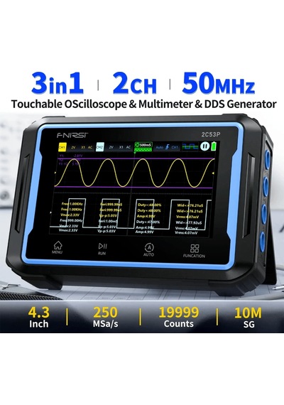 Fnirsi 2c53p 3in1 50mhz 2 Kanal 250msa/s El Tipi Dijital Tablet Osiloskop & Multimetre & Sinyal Jeneratörü