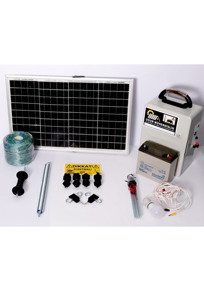 Elektrikli Çit 24ah-set2 Domuz Kovucu Cihazı 50 Watt Paneli 500metre Örgü-demir